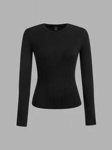 Tseoso 3件套黑色休闲长袖修身长T恤套装，适合秋冬季，95%纯棉 - 黑色 - 查看 6