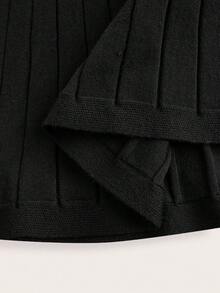 Modelyn 大码纯色圆领短袖上衣和裙子套装 - 黑色 - 查看 4