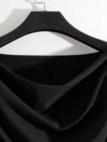 GlowEve CURVE 大码女式优雅黑色不对称长袖衬衫，适合日常通勤 - 黑色 - 查看 5