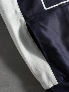 PAVTROS 男士休闲街头图案撞色夹棉大衣、风衣/户外风衣、派克大衣、宽松大衣、冬季夹克、街头服饰 - 藏蓝色 - 查看 4