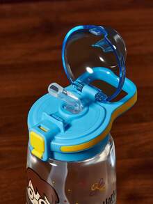 HARRY POTTER X SHEIN 16 盎司/500 毫升卡通图案水瓶，配有硅胶吸管和防溢盖，适合旅行、旅游和学校 - 淺藍色 - 查看 7