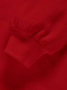 Young Boy Casual Comfortable Thick Knit Long Sleeve Sweatshirt, Suitable For Autumn/Winter - Red - View 5