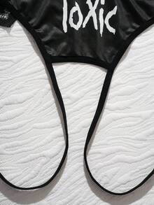 Letter Print Hollow Sexy Underwear, Suitable For Holidays And Dates