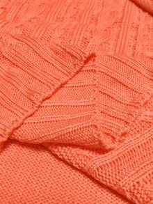 EMERY ROSE Plus Size Solid Color Turtleneck Sweater, Casual For Autumn/Winter - Orange - View 5