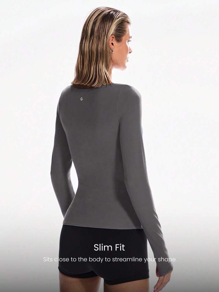 FeatherFit™ Tiefer Rundhals Langarm Shirt