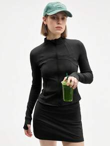 Eassivo Eassivo Chaqueta deportiva de ajuste ceñido con cuello alto de unicolor casual