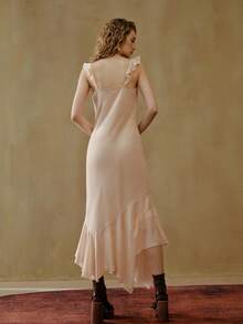 MOTF STUDIO ELEGANTE VESTIDO BOHEMIO CON CUENTAS, LENTEJUELAS Y BORDADOS - Caqui - Ver 4