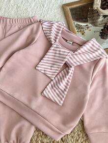 SHEIN Genkimix Kids 2pcs/Set Young Girls Casual Sweatshirt And Pants Co-Ord Set - Pink - View 5