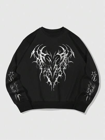 Street Life بلوزة رجالية كاجوال بطبعات جرافيك وياقة طاقم