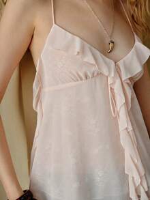 MOTF STUDIO STYLISH RUFFLE TRIM CAMI TOP - Dusty Pink - View 2