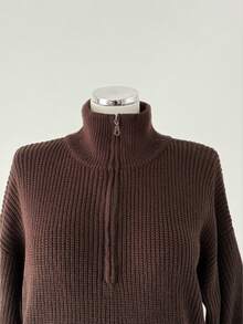 Sunspun Áo len cardigan dệt kim rộng rãi, thoải mái, cổ bẻ, khóa kéo phía trước, cỡ lớn dành cho nữ, thích hợp để đi làm hàng ngày, mùa thu/đông, quà tặng tuyệt vời cho Halloween/Giáng sinh, trong nhà/ngoài trời, mùa xuân/thu, mùa thu/đông - Cà phê nâu - Xem 3