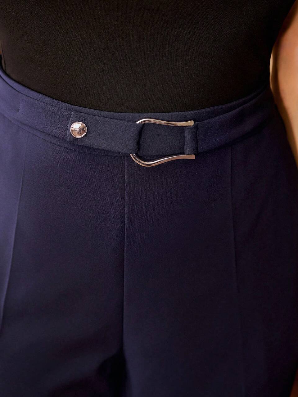 PLUS SIZE METAL BUCKLE DECOR 7/8 TAPERED PANTS/WINTER