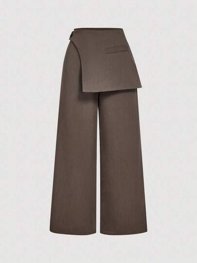 SHEIN MOD מכנסי רשמי חומים לנשים, מתאים לעונת החזרה לבית הספר, בגדי עבודה בסתיו/חורף