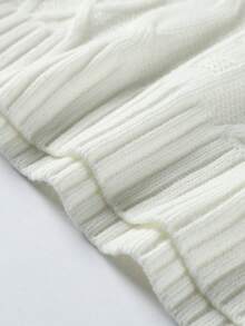 Manfinity Mode Jersey de punto de unicolor casual para hombres, suéter de otoño/invierno para hombres color crema