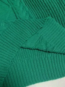 Elenzga Plus Size Elegant Cable Knit Bodycon Sweater Dress, Autumn/Winter - Green - View 7