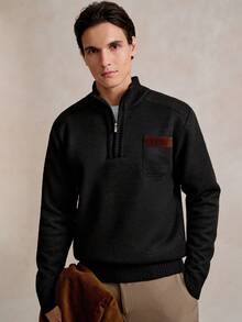 Manfinity CityGents Men's New Pullover Sweater, Half Zip Collar Casual Knit Sweater