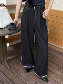 DAZY Quần Jeans Nữ Rộng Rãi, Cổ Điển, Thường Ngày, Đa Năng Cho Mùa Thu & Đông - Màu xanh lam - Xem 1