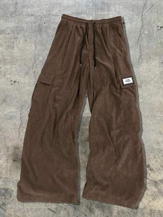Street Life Men's Fashionable Casual Versatile Corduroy Cargo Pants, Suitable For Daily Casual Wear