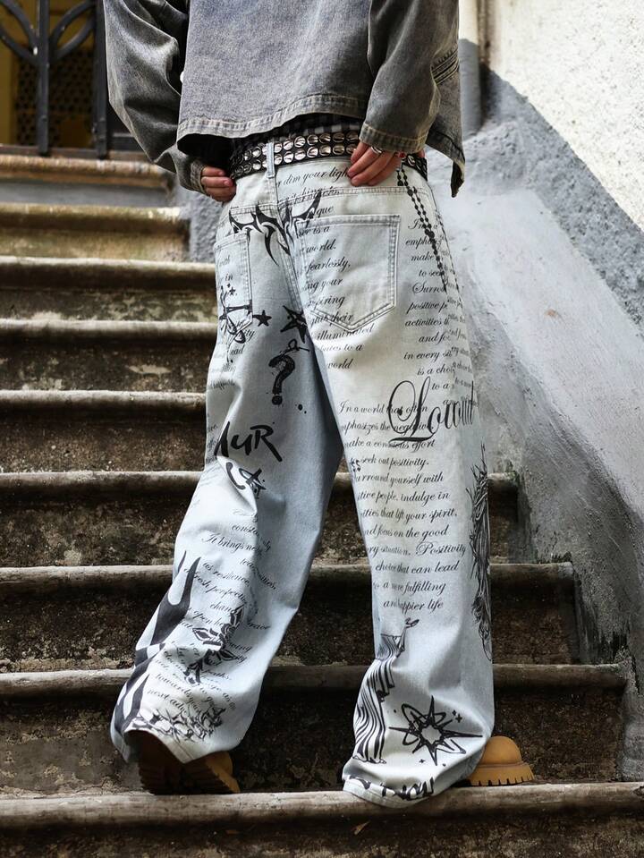 Our Goth Men's Casual Fashion Street Jesus & Cross Slogan Print