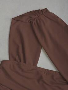 Sweetra 女士斜肩修身抹胸连衣裙 - 鏽棕色 - 查看 5