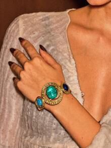 Glisma 女士手镯，西式珠宝，复古风格，宝石，服饰，适合妈妈/女士/女孩/母亲，高档，性感/优雅，夏季/海滩/舞会，多层/宝石/串珠/水晶，魅力/粗犷 - 金黃色 - 查看 5