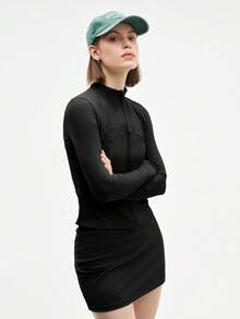 Eassivo Eassivo Chaqueta deportiva de ajuste ceñido con cuello alto de unicolor casual