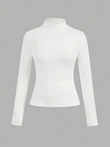 SHEIN EZwear 2件套女式罗纹针织白色T恤 - 黑與白 - 查看 5