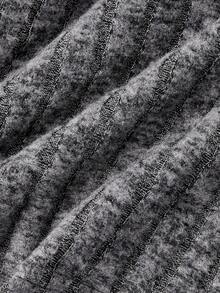 SHEIN MOD 大码深灰色休闲方领泡泡袖T恤女秋冬秋季衣服女上衣长袖女冬季上衣 - 深灰色 - 查看 4