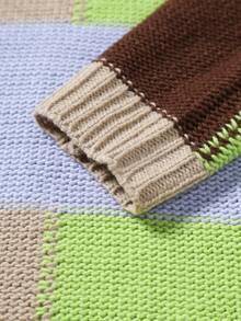 Chillumni Maglione casual da uomo con blocchi di colore e patchwork, adatto per autunno/inverno