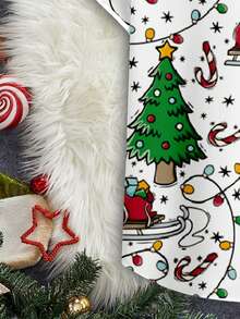 Manfinity Roghcode 男士休闲圣诞灯和树印花白色修身短袖衬衫 - 彩色 - 查看 4