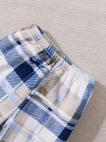 2pcs Young BoyCute Bear Graphic Fleece Long Sleeve Top And Pants Pajama Set, Dark Grey Boy Clothes Set Winter Fleece Pajamas - Beige - View 6