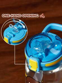 HARRY POTTER X SHEIN 16 盎司/500 毫升卡通图案水瓶，配有硅胶吸管和防溢盖，适合旅行、旅游和学校 - 淺藍色 - 查看 3