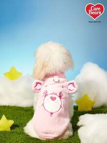 Care Bears X PETSIN 1件刺绣泰迪熊宠物猫狗通用粉色毛绒保暖舒适无袖外套，狗狗可拉扯毛绒外套 - 淺粉色 - 查看 3