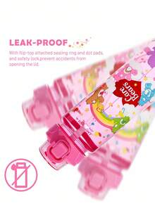 SHEIN X Care Bears Bình nước in hình gấu 1000ml / 34oz, có quai xách dễ dàng mang theo, thích hợp cho việc tập thể dục, đi học - Hồng - Xem 4