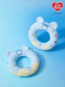 Care Bears X PETSIN 蓝色心形小熊甜甜圈造型狗狗发声玩具，内置BB弹，可用于互动玩耍、磨牙和清洁牙齿。