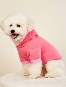 PETSIN 纯色宠物连帽衫 - 温暖舒适，适合春季、秋季、冬季和凉爽的夏夜；非常适合日常散步、室内休闲、户外探险、旅行、节日聚会、节日拍照；为您的宠物提供额外的温暖和时尚保护 - 粉色 - 查看 9