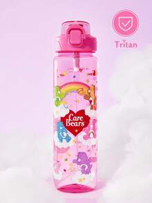 SHEIN X Care Bears Bình nước in hình gấu 1000ml / 34oz, có quai xách dễ dàng mang theo, thích hợp cho việc tập thể dục, đi học - Hồng - Xem 9