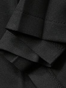 DAZY Plus Size Women A-Line Mini Pleated Skirt, Solid Color, Versatile, School Style, Early Autumn - Black - View 7