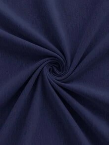 SHEIN 孕妇纯色褶皱不对称领口长袖套头衫 - 藍色 - 查看 5