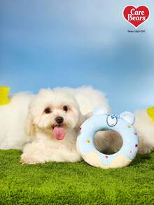 Care Bears X PETSIN 蓝色心形小熊甜甜圈造型狗狗发声玩具，内置BB弹，可用于互动玩耍、磨牙和清洁牙齿。