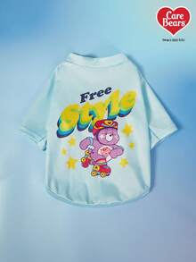 Care Bears X PETSIN 1pc "Free Style" Teddy Bear Star Cartoon Pattern Printed In Blue, Fresh, Lively, Cute, Comfortable And Stretchy Pet Cat And Dog Universal Raglan Sleeve T-Shirt - 淺藍色 - 查看 2