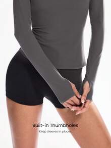 GLOWMODE Áo thun dài tay cổ vuông FeatherFit™ - Volcanic Gray - Xem 4