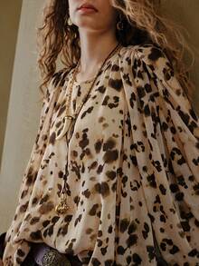 MOTF STUDIO LIGHEWEIGHT LEOPARD PRINT LOOSE BOHEMIAN BLOUSE - Multicolor - View 2