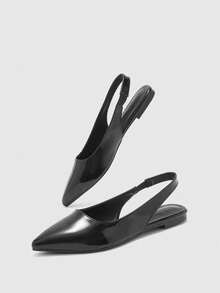 CUCCOO BIZCHIC 女士时尚黑色尖头平底鞋，简约通勤百搭乐福鞋 - 黑色 - 查看 9