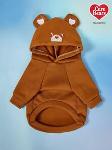 Care Bears X PETSIN 1 件 Tenderheart 熊卡通印花棕色宠物猫狗通用弹力舒适羊毛保暖狗狗连帽运动衫 - 棕色 - 查看 6