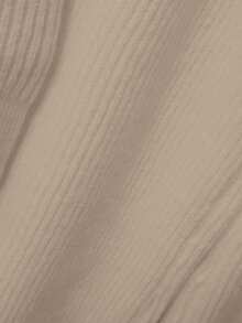 Franclia Bộ 2 áo len dệt kim trơn màu thường ngày cho nữ - Áo khoác cardigan cài nút cổ bẻ và quần dệt kim có túi nơ phía trước - Màu Khaki - Xem 5