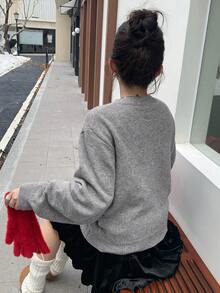 Dazy Plus 大码女式心形提花休闲套头衫，秋冬