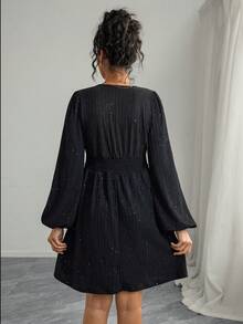 Momance 优雅褶皱V领灯笼袖孕妇装，秋季