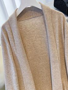 Franclia Women's Casual Long Cardigan Sweater, Autumn/Winter Beige Cardigan Open Front Cardigan Long Sleeve Cardigan Knitted Cardigan Women Cardigan - Khaki - View 3