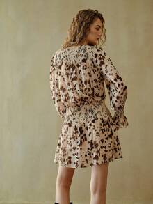 MOTF STUDIO TEXTURE ALLOVER PRINT LOOSE BOHEMIAN MINI DRESS